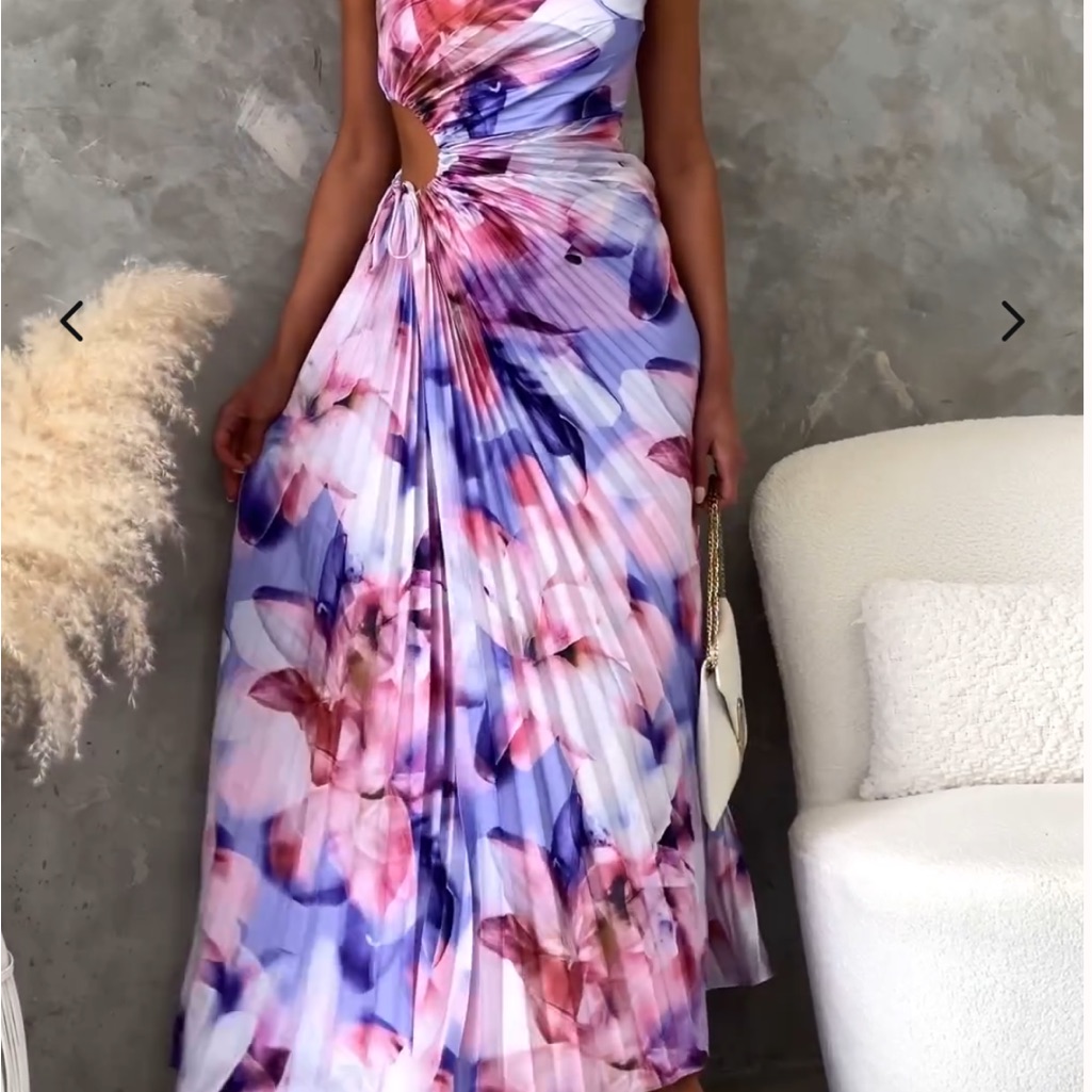 Floral Pink And Purple Women's Dress